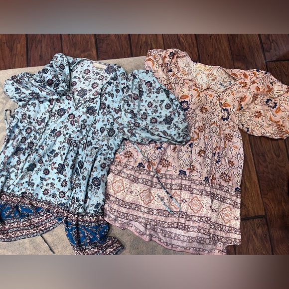 Bog Collective Dresses & Skirts - Set of 2 Medium Floral Patterned Boho Dresses in Blue and Pink Bog Collections
